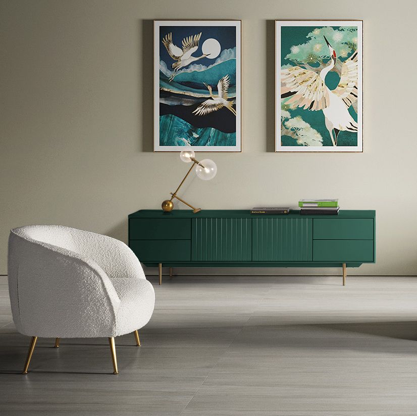 Butaca en tela con las patas doradas. - Imagen 4